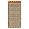 vidaXL Garden Side Table with Wooden Top Beige 58x27.5x55 cm Poly Rattan
