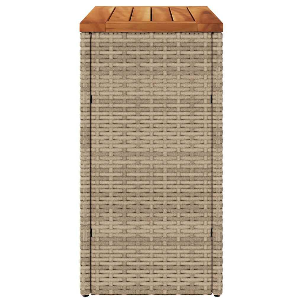 vidaXL Garden Side Table with Wooden Top Beige 58x27.5x55 cm Poly Rattan