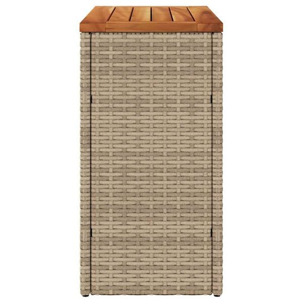 vidaXL Garden Side Table with Wooden Top Beige 58x27.5x55 cm Poly Rattan