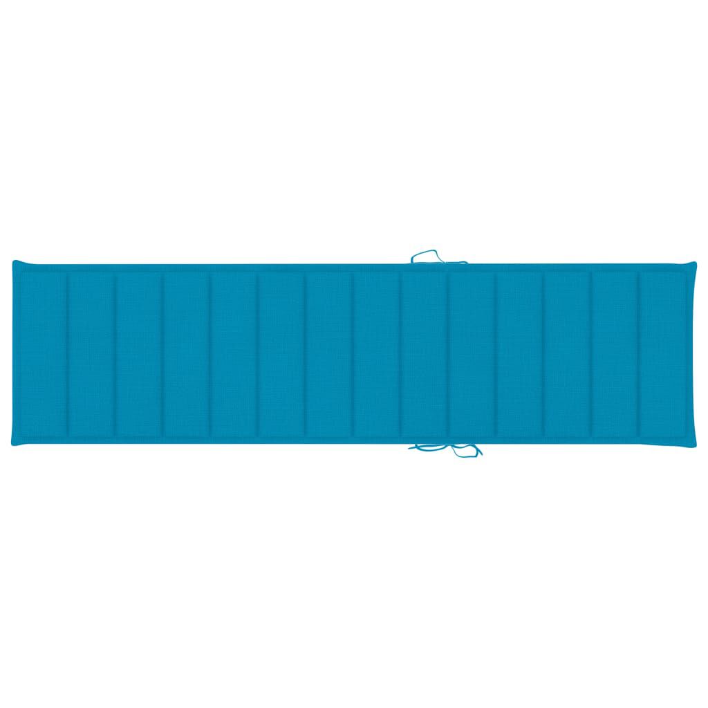 vidaXL Sun Lounger with Blue Cushion Solid Teak Wood