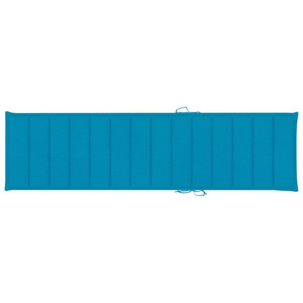vidaXL Sun Lounger with Blue Cushion Solid Teak Wood