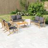 vidaXL 5 Piece Garden Lounge Set with Dark Grey Cushions Bamboo