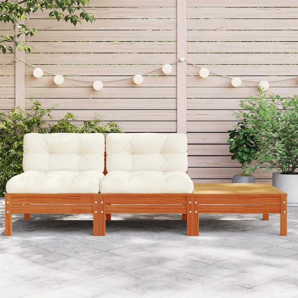 vidaXL Garden Sofa with Cushions and Footstool 2-Seater