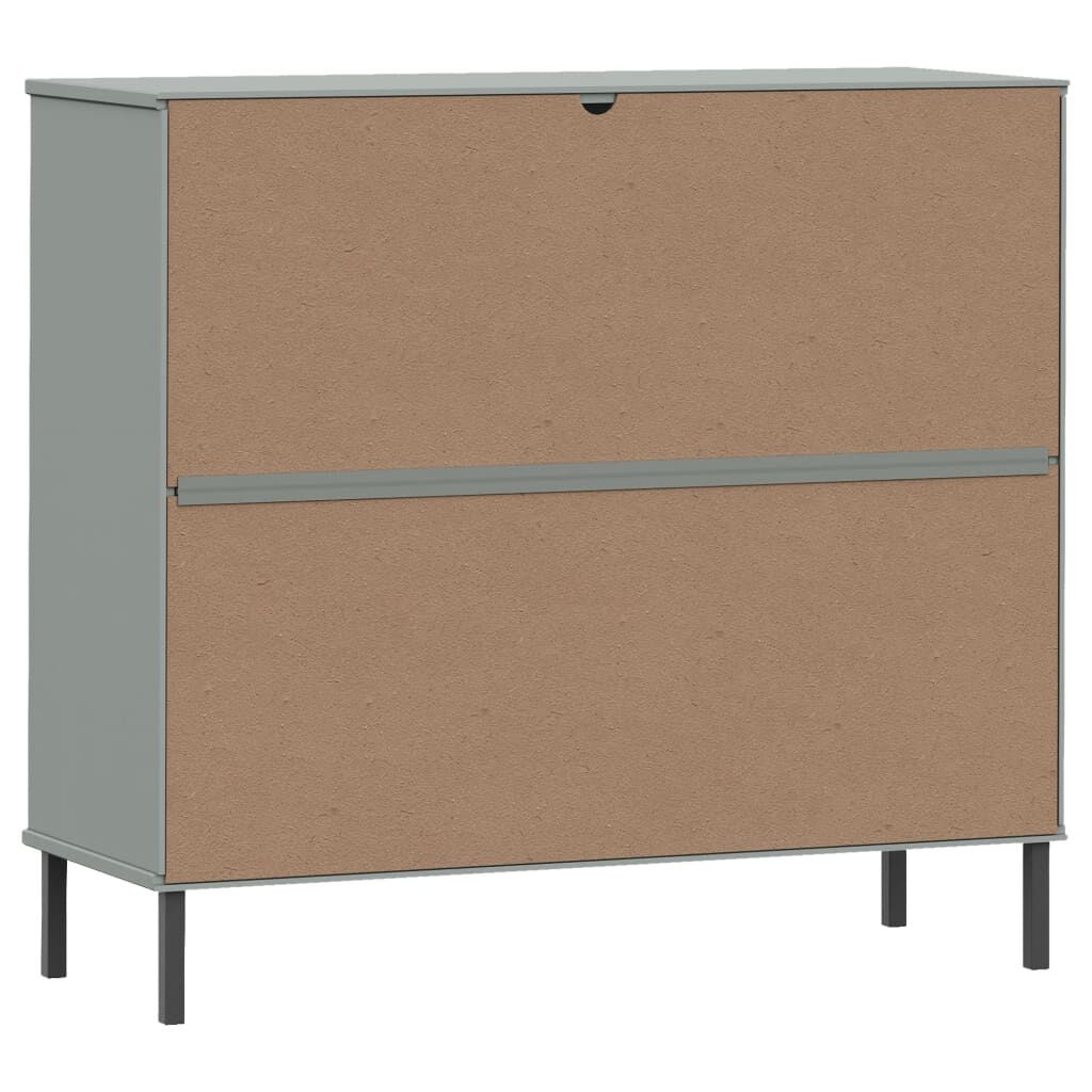 vidaXL Shoe Rack with Metal Legs Grey 95x35x86 cm Solid Wood OSLO