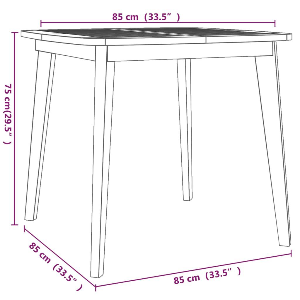 vidaXL Garden Table 85x85x75 cm Solid Wood Acacia