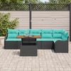 vidaXL Garden Sofa Set with Storage 7 pcs Black Poly rattan