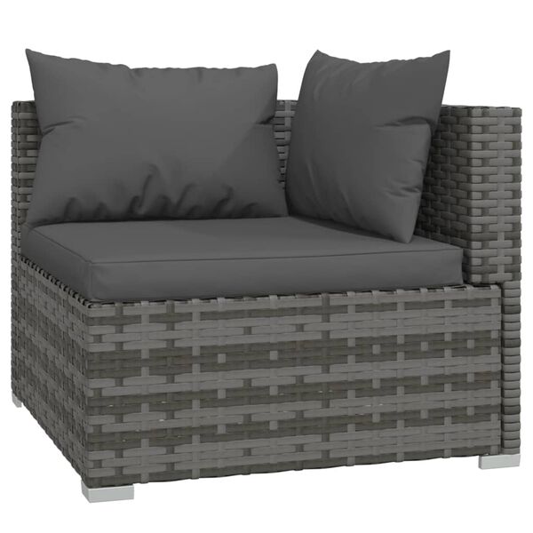 vidaXL 13 Piece Garden Lounge Set with Cushions Grey Poly Rattan