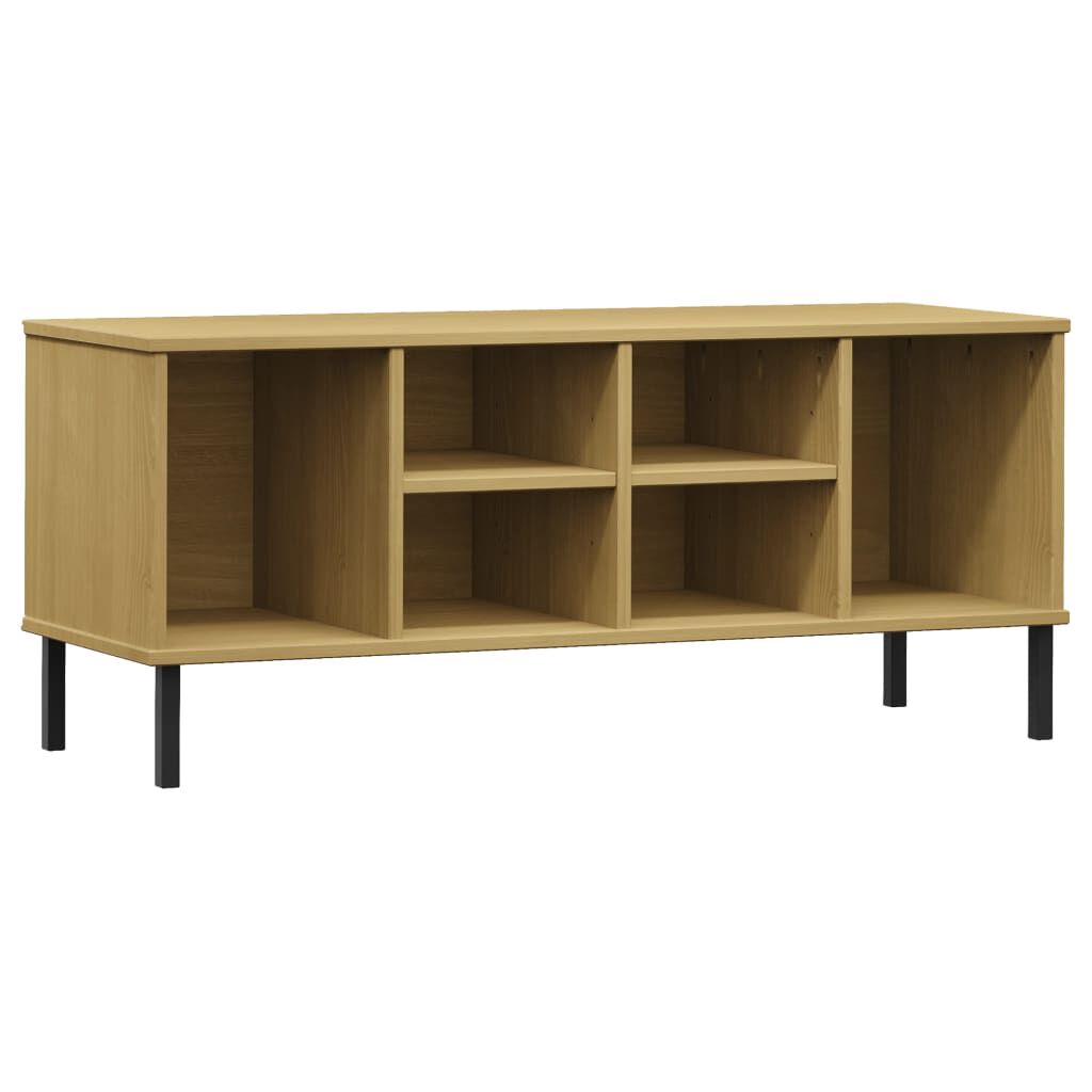 vidaXL Shoe Rack with Metal Legs Brown 106x35x45 cm Solid Wood OSLO