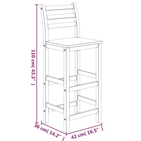 vidaXL 3 Piece Garden Bar Set Solid Wood Acacia