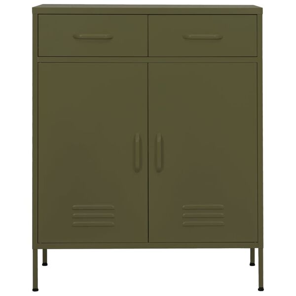 vidaXL Storage Cabinet Olive Green 80x35x101.5 cm Steel