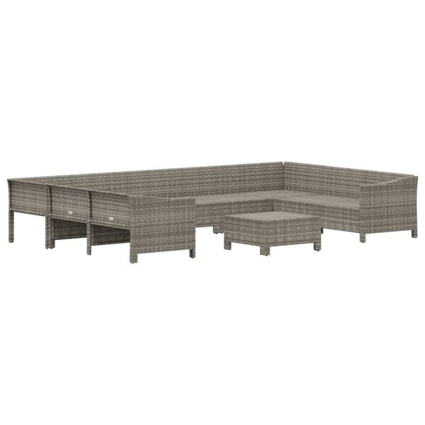 vidaXL 10 Piece Garden Lounge Set with Cushions Grey Poly Rattan