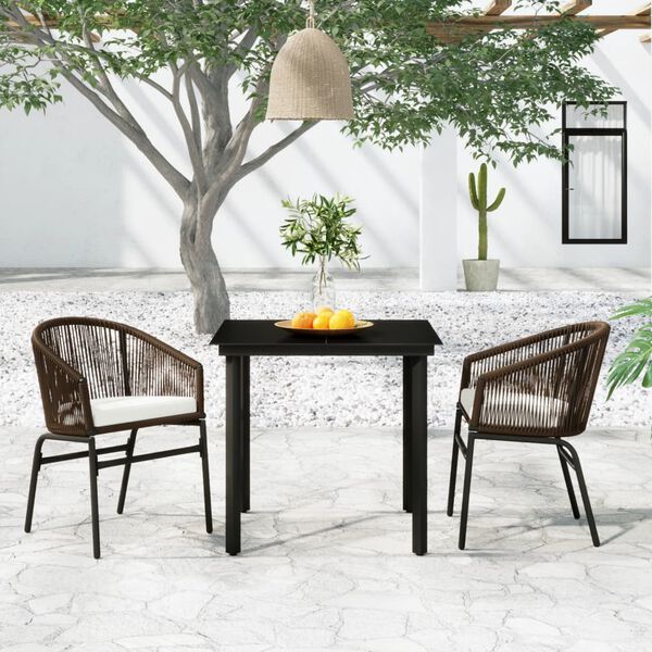 vidaXL 3 Piece Garden Dining Set Brown