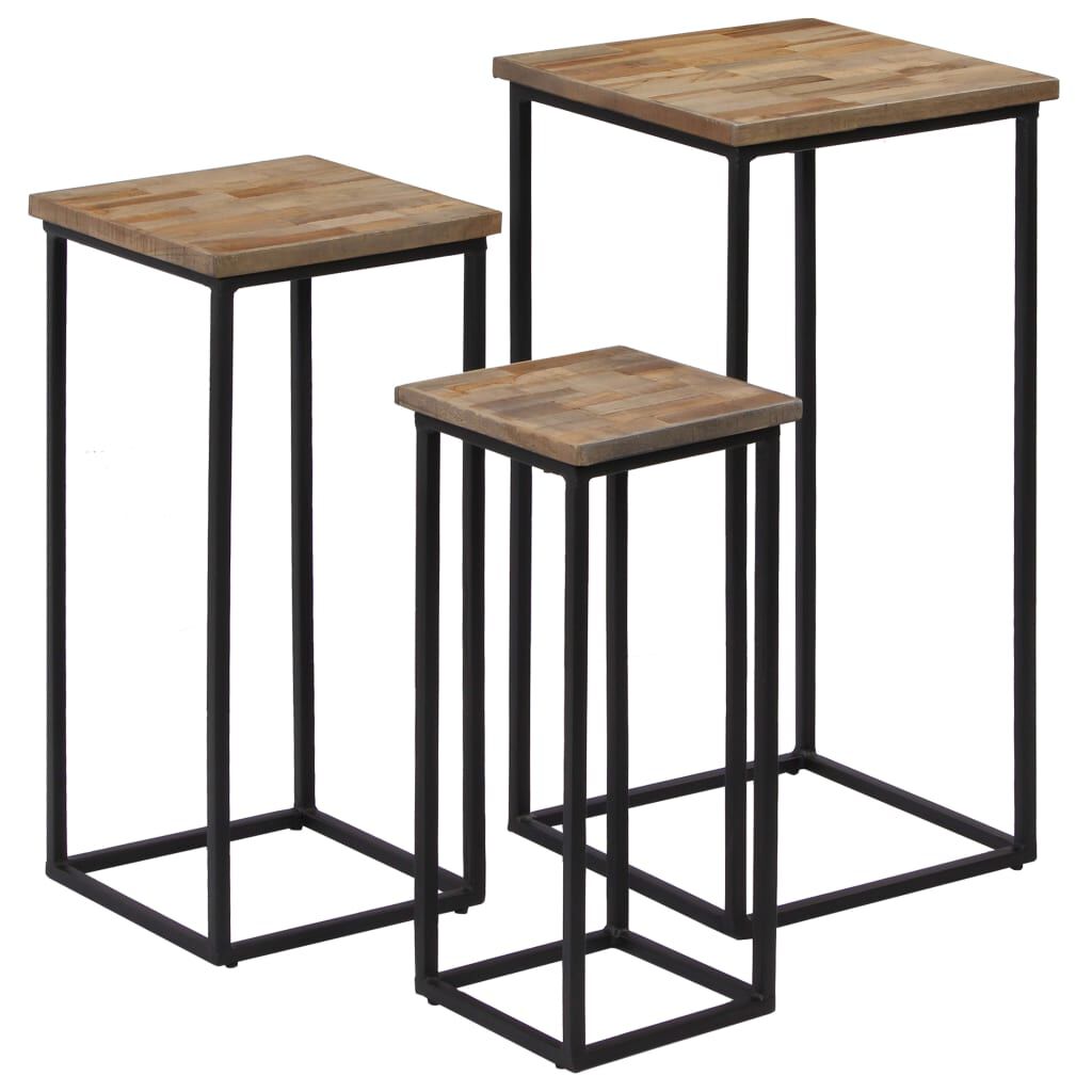 vidaXL 3 Piece Plant Table Set Reclaimed Teak