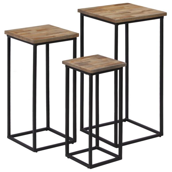 vidaXL 3 Piece Plant Table Set Reclaimed Teak