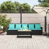 vidaXL Garden Sofa 5-Seater with Cushions Black Poly Rattan