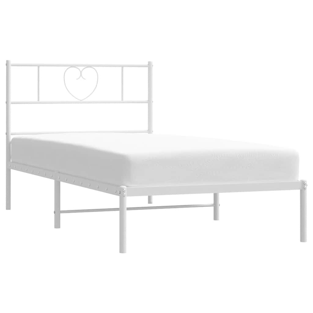 vidaXL Metal Bed Frame without Mattress with Headboard White 100x190cm
