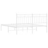 vidaXL Metal Bed Frame without Mattress with Headboard White 150x200cm