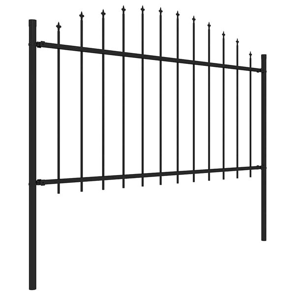 vidaXL Garden Fence with Spear Top Steel 892.5x150 cm Black