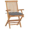 vidaXL Garden Chairs with Grey Cushions 2 pcs Solid Teak Wood