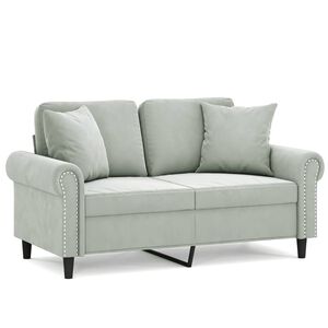 vidaXL 2-Seater Sofa with Throw Pillows Light Grey 120 cm Velvet