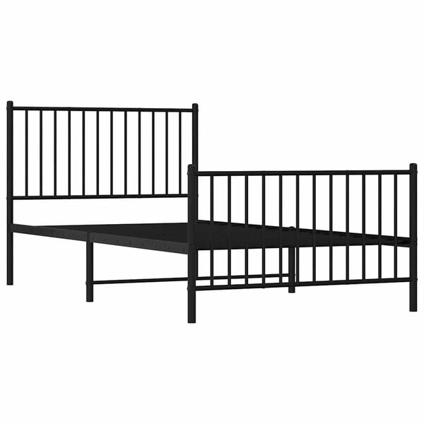 vidaXL Metal Bed Frame without Mattress with Footboard Black 100x200cm