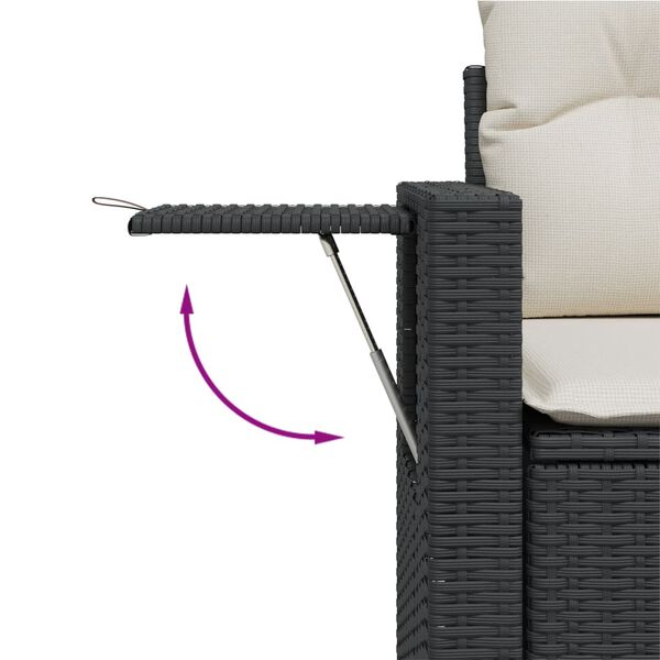 vidaXL Garden Sofa with Cushions 2-Seater Black Poly Rattan