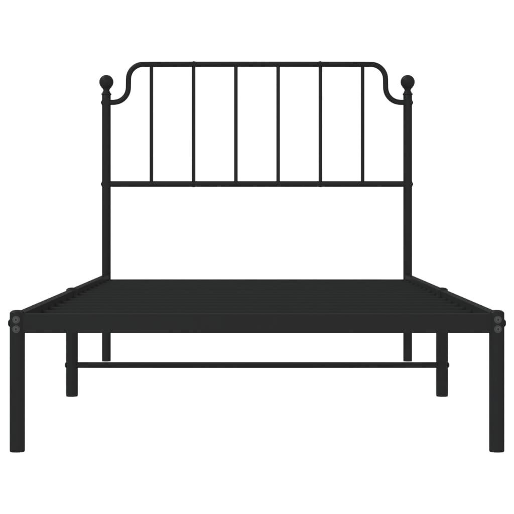 vidaXL Metal Bed Frame without Mattress with Headboard Black 100x200cm