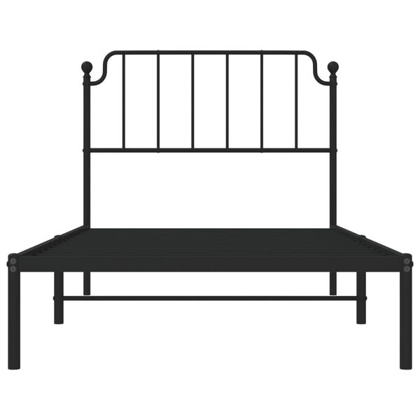 vidaXL Metal Bed Frame without Mattress with Headboard Black 100x200cm
