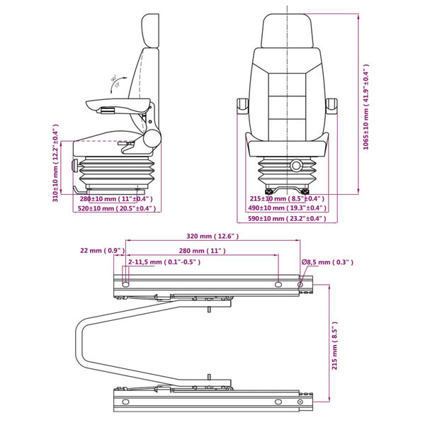 vidaXL Tractor Seat with Suspension