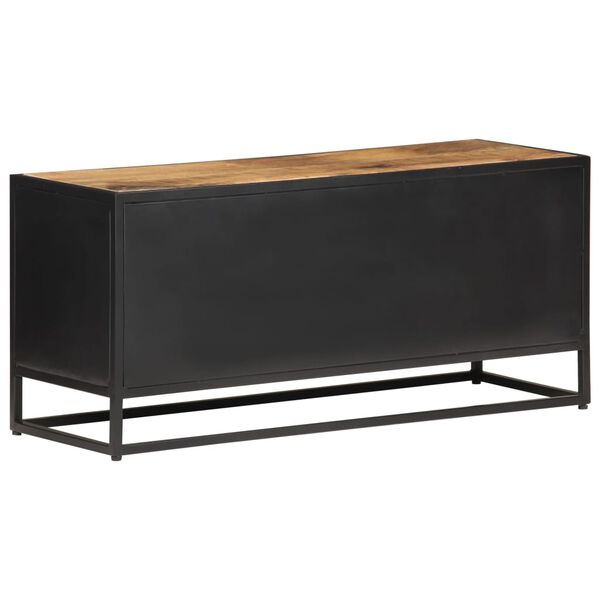 vidaXL TV Cabinet 90x30x40 cm Rough Mango Wood and Natural Cane