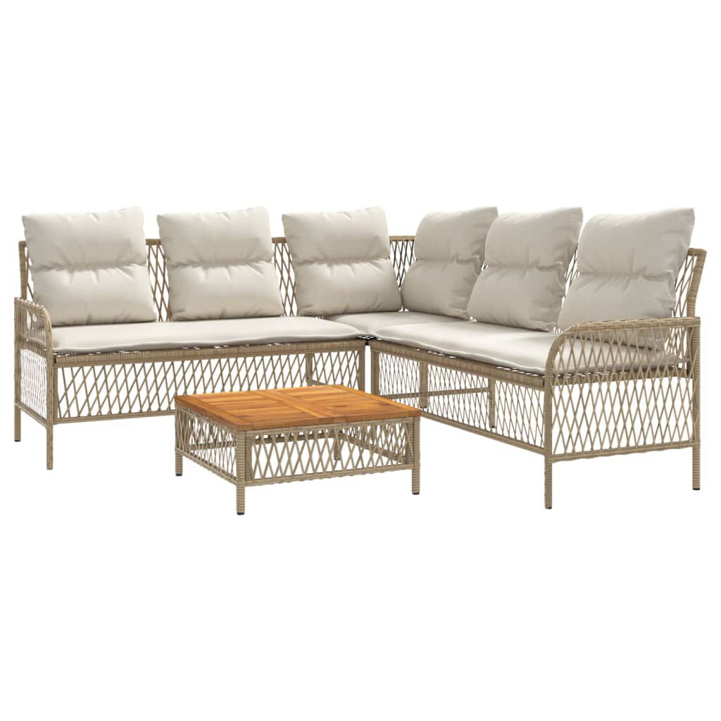 vidaXL 2 Piece Garden Sofa Set with Cushions Beige Poly Rattan