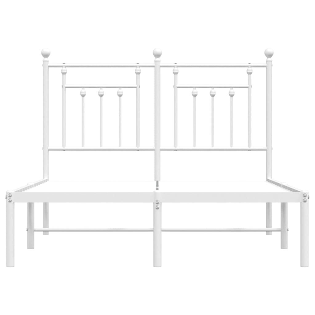 vidaXL Metal Bed Frame without Mattress with Headboard White 135x190cm