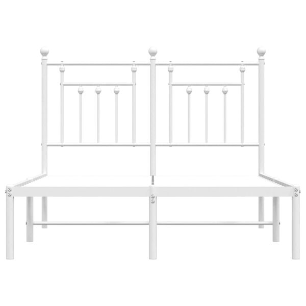 vidaXL Metal Bed Frame without Mattress with Headboard White 135x190cm