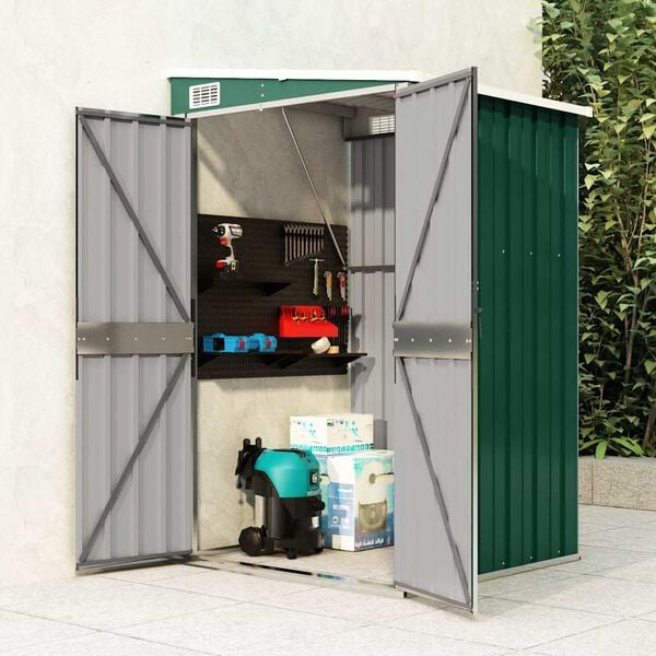 vidaXL Wall-mounted Garden Shed Green 118x100x178 cm Galvanised Steel
