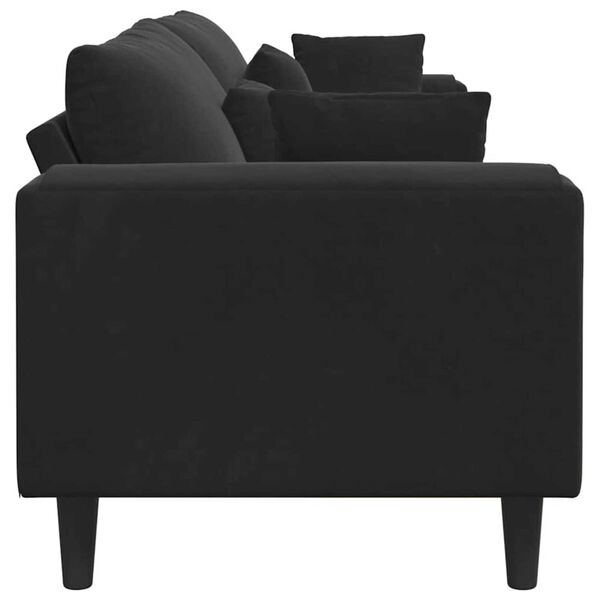 vidaXL Velvet Sofa with Cushion Black 208 cm Velvet