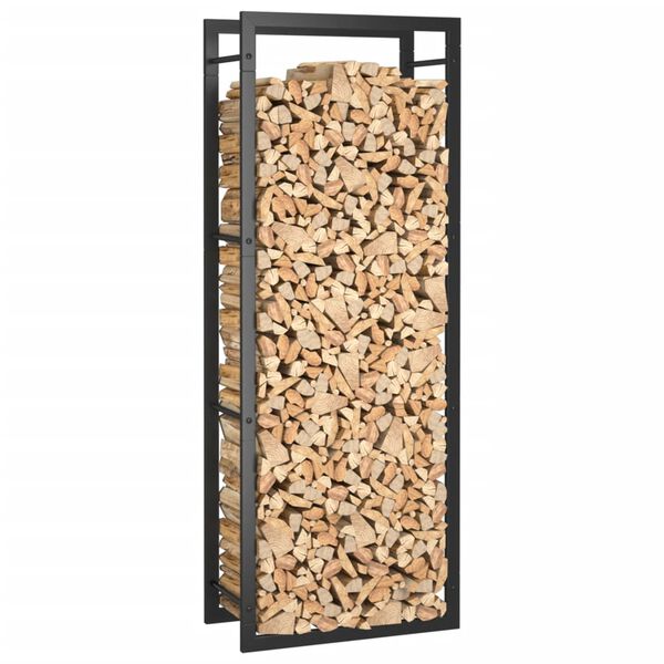 vidaXL Firewood Rack Matt Black 50x28x132 cm Steel