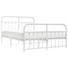vidaXL Metal Bed Frame without Mattress with Footboard White 135x190cm