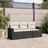 vidaXL 3 Piece Garden Sofa Set with Cushions Black Poly Rattan