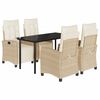 vidaXL 5 Piece Garden Dining Set with Cushions Beige Poly Rattan