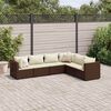 vidaXL 6 Piece Garden Lounge Set with Cushions Brown Poly Rattan