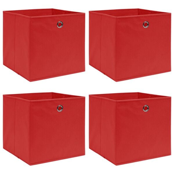 vidaXL Storage Boxes 4 pcs Red 32x32x32 cm Fabric