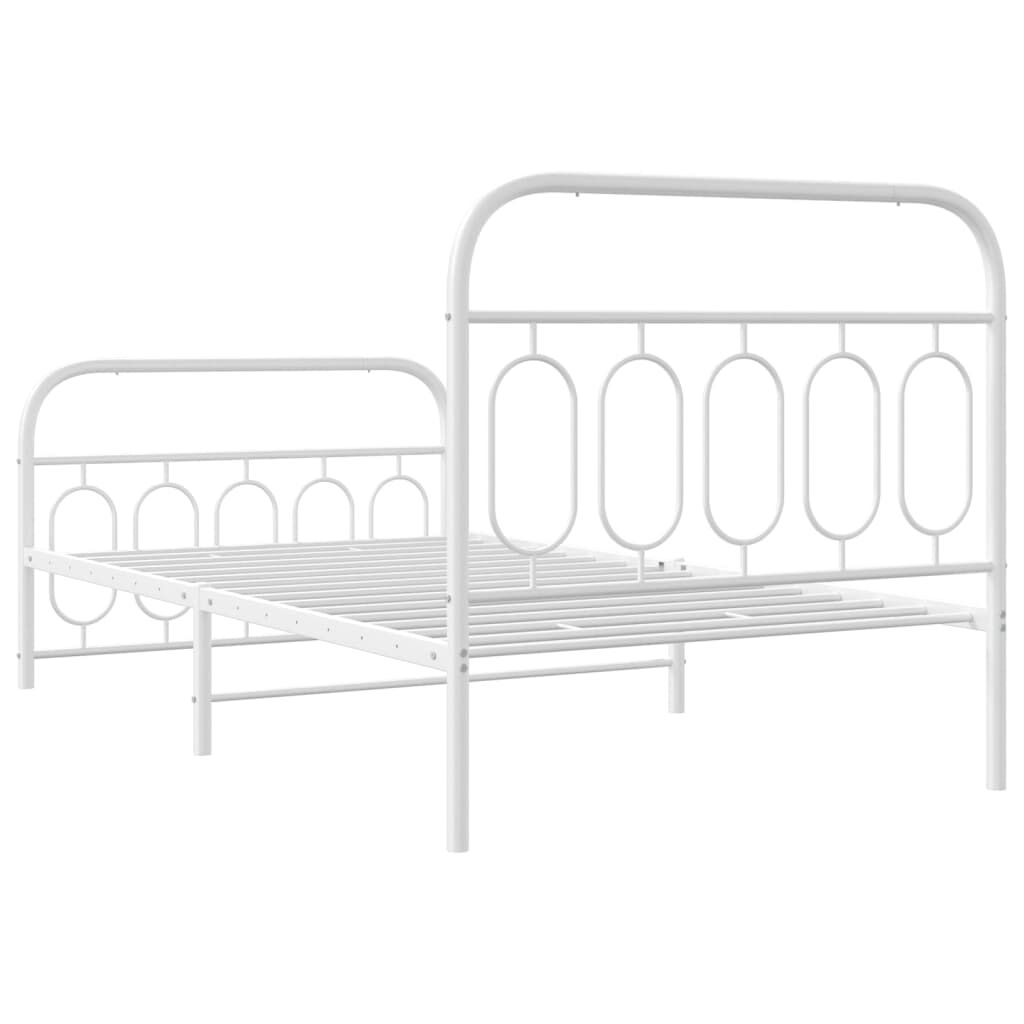 vidaXL Metal Bed Frame without Mattress with Footboard White 100x200cm