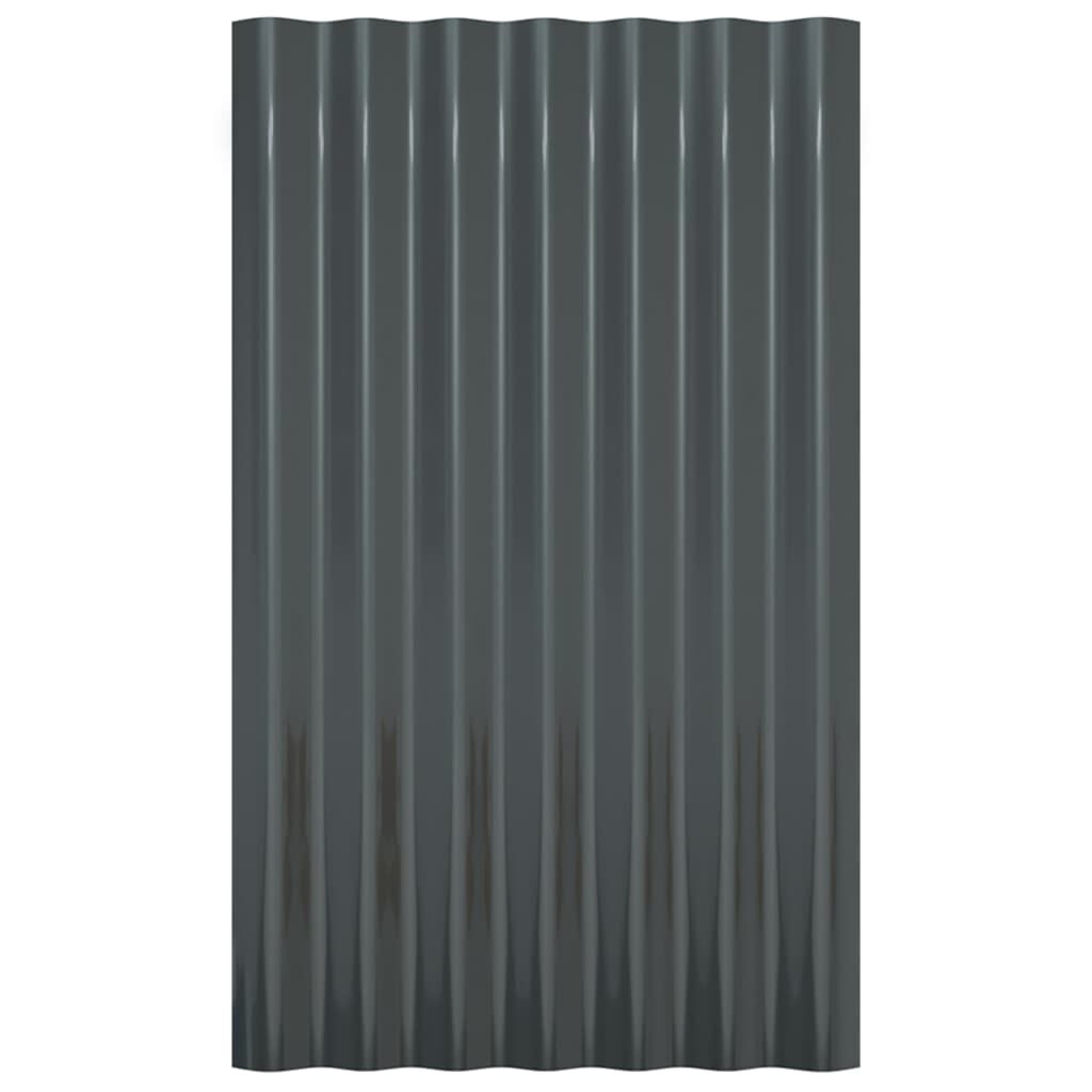 vidaXL Roof Panels 12 pcs Galvanised Steel Anthracite 60x36 cm