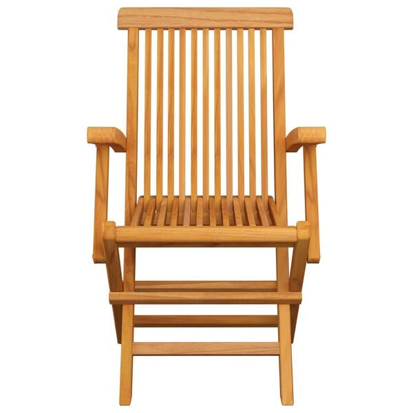vidaXL Garden Chairs with Red Cushions 3 pcs Solid Teak Wood