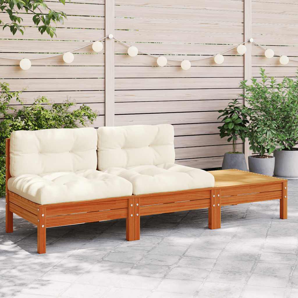 vidaXL Garden Sofa with Cushions and Footstool 2-Seater