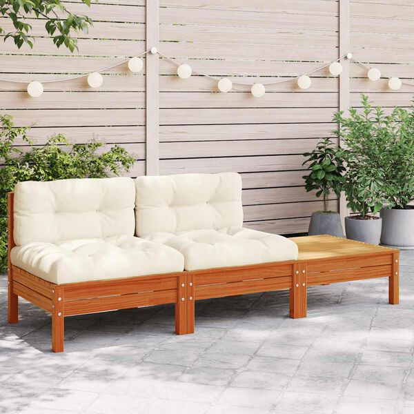 vidaXL Garden Sofa with Cushions and Footstool 2-Seater