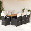 vidaXL 9 Piece Garden Dining Set with Cushions Black Poly Rattan