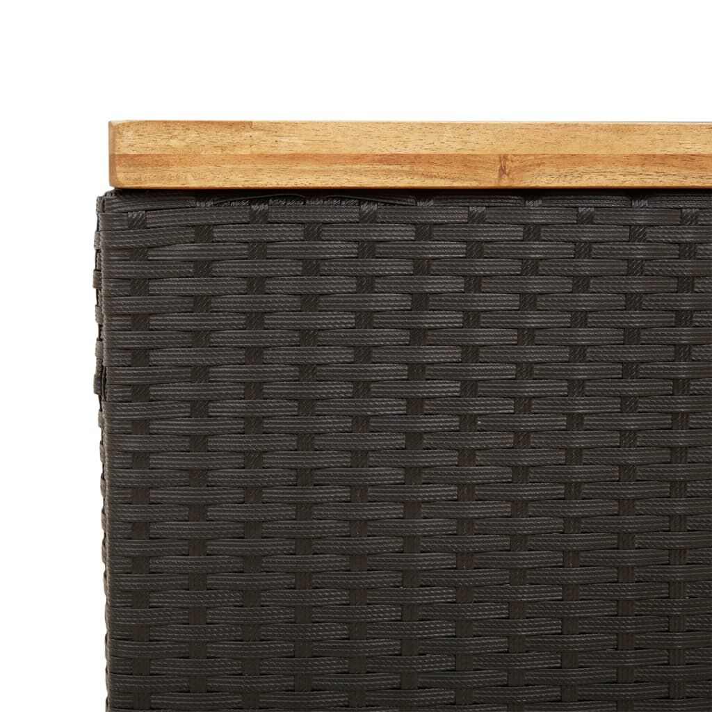 vidaXL Garden Storage Box Black 80x40x48 cm Poly Rattan Acacia Wood