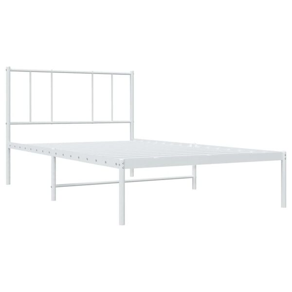 vidaXL Metal Bed Frame without Mattress with Headboard White 100x190cm