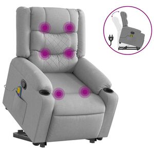 vidaXL Stand up Massage Recliner Chair Light Grey Fabric